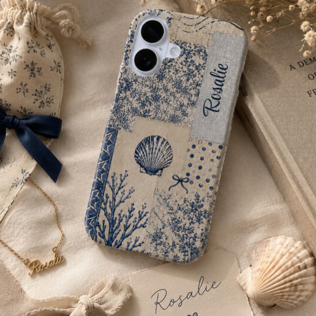 Personalized Coastal Seashell Patchwork  iPhone Case (Creator Uploaded)