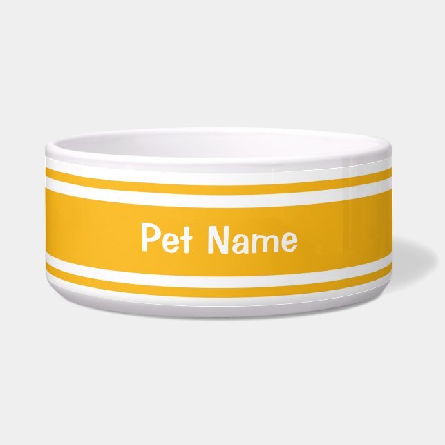 Personalized Coastal Sunshine Ceramic Pet Bowl (Front)