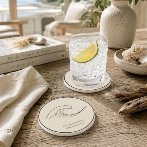 Personalized Coastal Wave Beach House Coaster