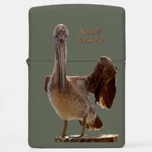 Personalized Coastal Wildlife Pelican Photo Zippo Lighter