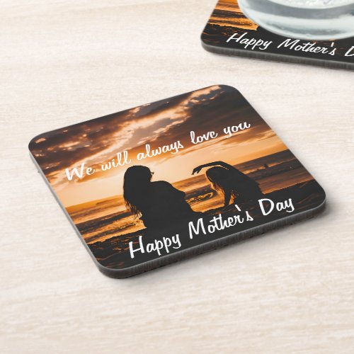 Personalized Coaster of Mother and child on beach