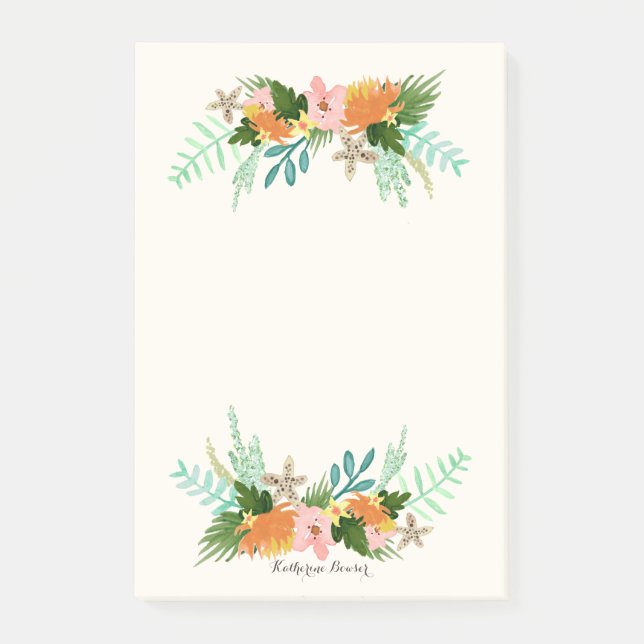 Personalized | Coastline Floral Post-it Notes (Front)