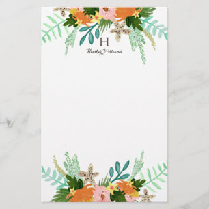 Personalized Coastline Floral Stationery