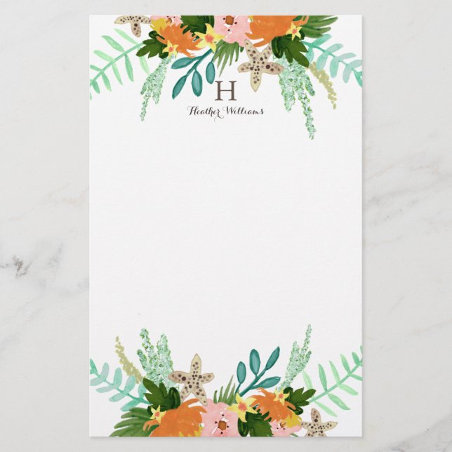 Personalized | Coastline Floral Stationery (Front)