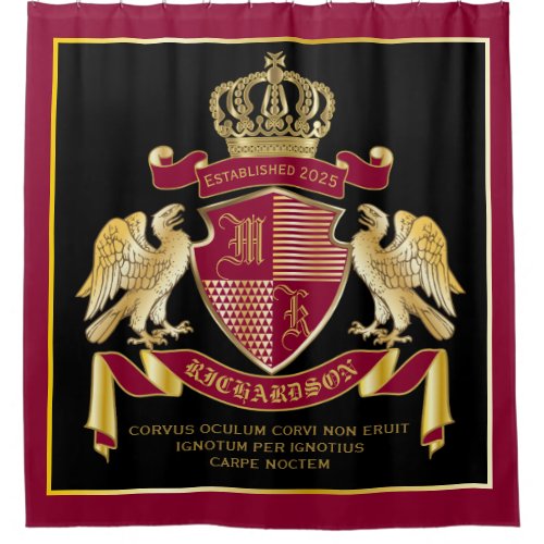 Personalized Coat of Arms Red Gold Eagle Emblem Shower Curtain