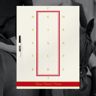 Personalized Coat Red and Gold Dressage Arena Dry Erase Board