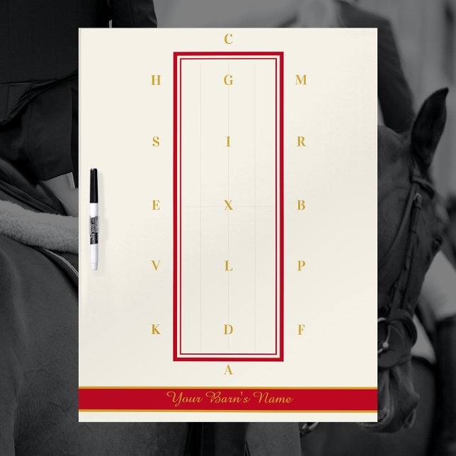 Personalized Coat Red and Gold Dressage Arena Dry Erase Board (Creator Uploaded)