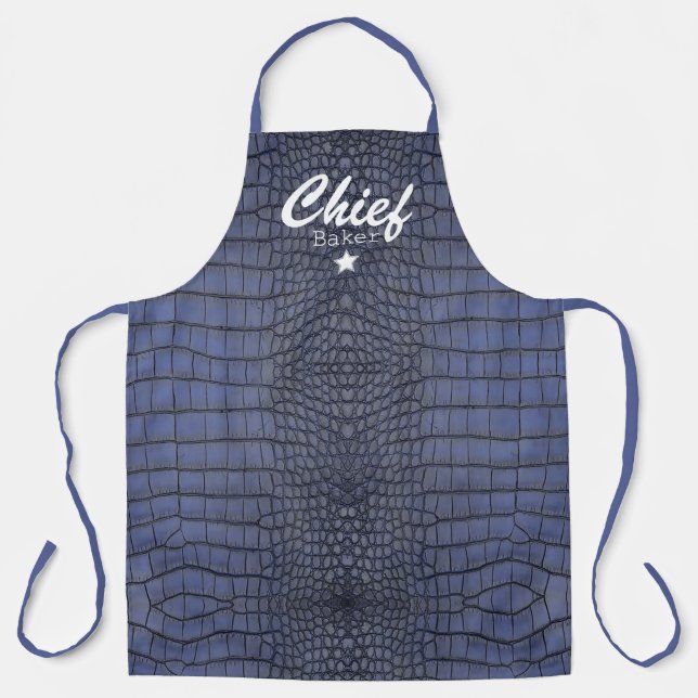 Personalized Cobalt Alligator Texture Print Apron (Front)