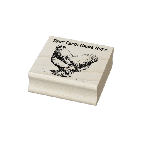 Personalized Cochin Rooster Chicken Farm Rubber Stamp