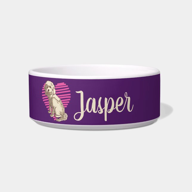 Personalized Cockapoo Dog Lover Custom Name Bowl (Front)