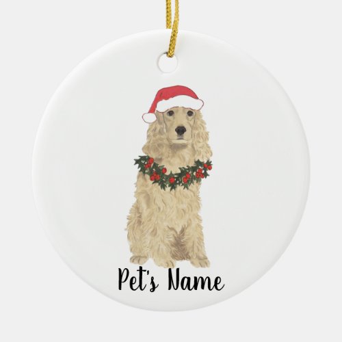 Personalized Cocker Spaniel Blond Tan Golden Ceramic Ornament