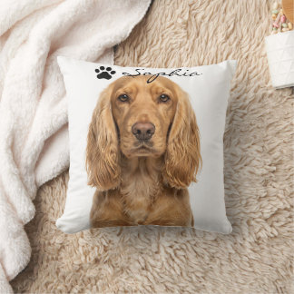 Personalized Cocker Spaniel Dog Photo Throw Pillow
