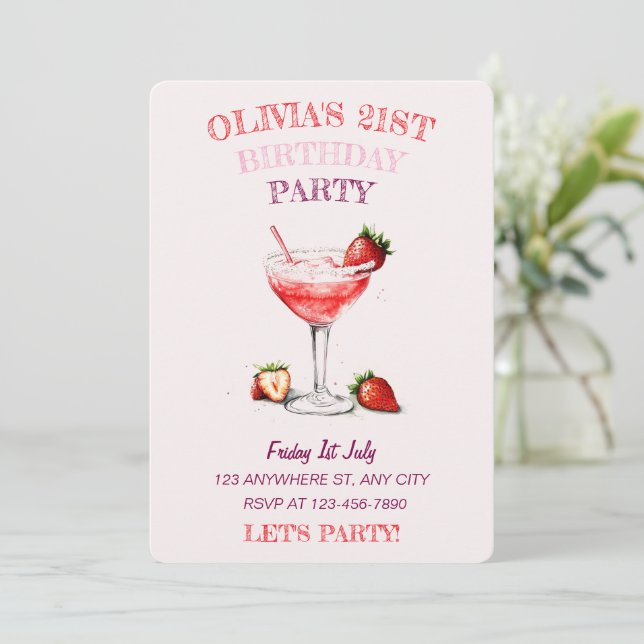Personalized Cocktail Birthday Invitation (Standing Front)