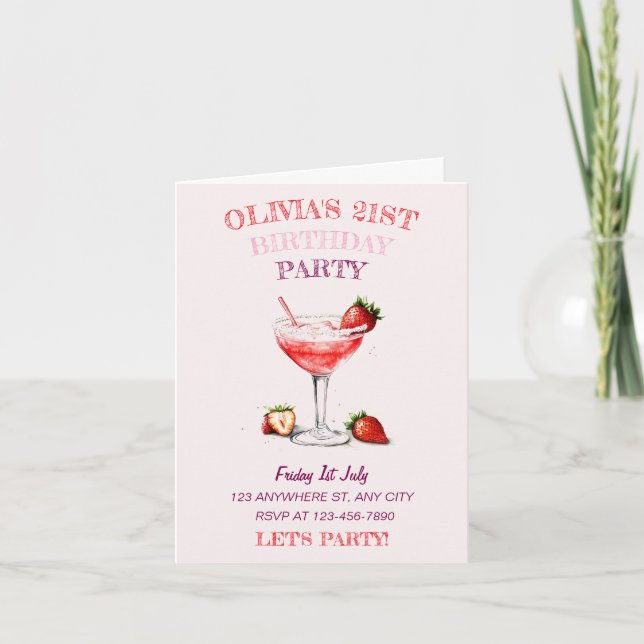 Personalized Cocktail Birthday Invitation (Front)