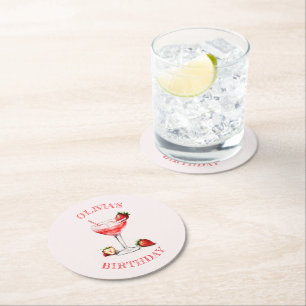 Personalized Cocktail Birthday Party Paper Coaster