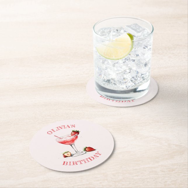 Personalized Cocktail Birthday Party Paper Coaster (Insitu)