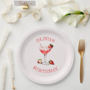Personalized Cocktail Birthday Party Paper Plates