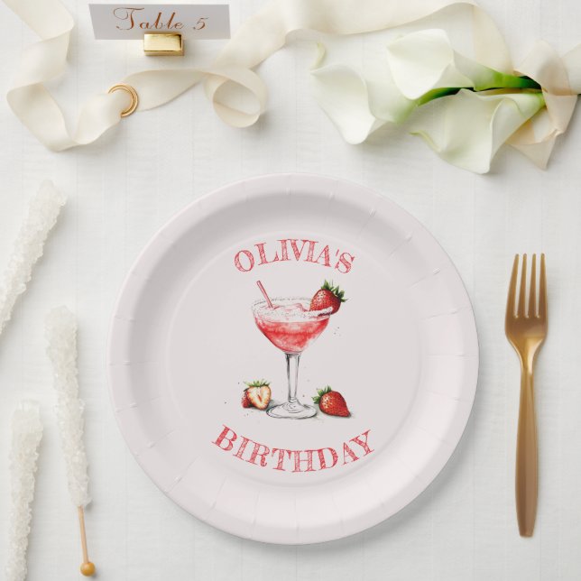 Personalized Cocktail Birthday Party Paper Plates (Wedding)