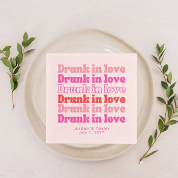 Personalized Cocktail Hour Napkins Drunk In Love by ElPortoCollections at Zazzle