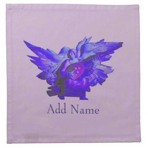 Personalized Cocktail Napkin Purple Angel Themed Cloth Napkin