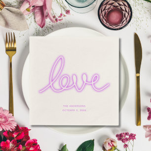 Personalized Cocktail Napkins Neon Love Purple