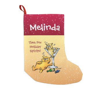 Personalized Cocktails and Kittens Holiday Spirits Small Christmas Stocking