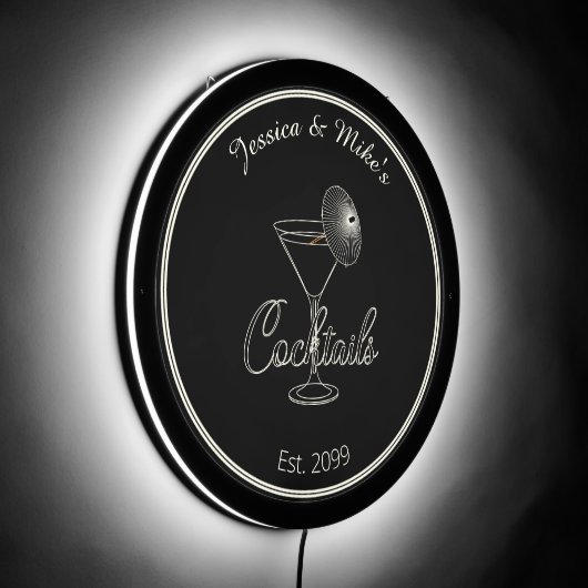 Personalized Cocktails LED Sign (Angle)