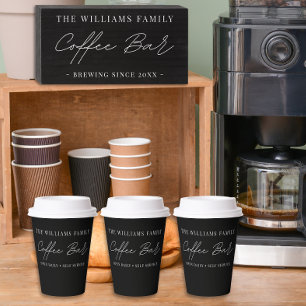 Personalized Coffee Bar Guest Black Paper Cups
