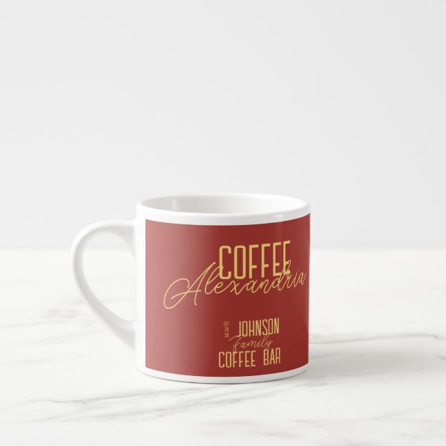 Personalized Coffee Bar Rustic Espresso Cup (Left)