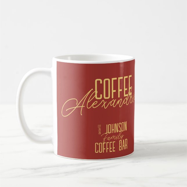 Personalized Coffee Bar Rustic Typography Coffee Mug (Left)