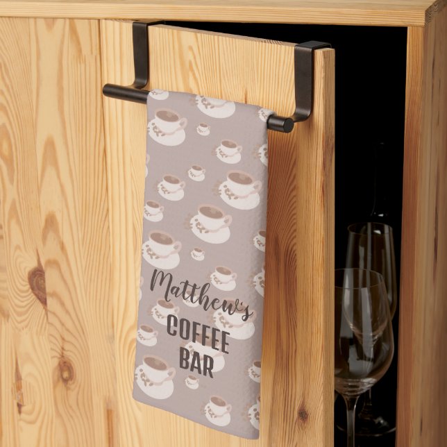 Personalized Coffee Bar Station Kitchen Towel (Thirds Fold)