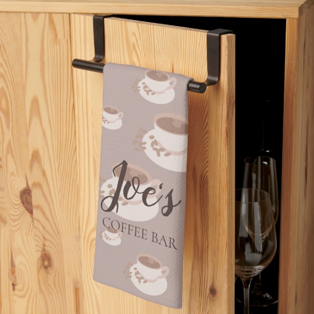 Personalized Coffee Bar Station Kitchen Towel (Thirds Fold)