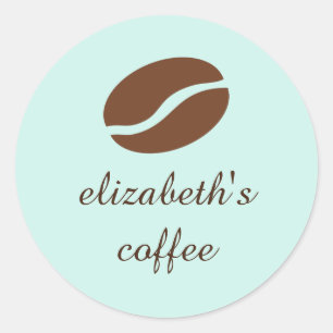 Personalized coffee bean classic round sticker