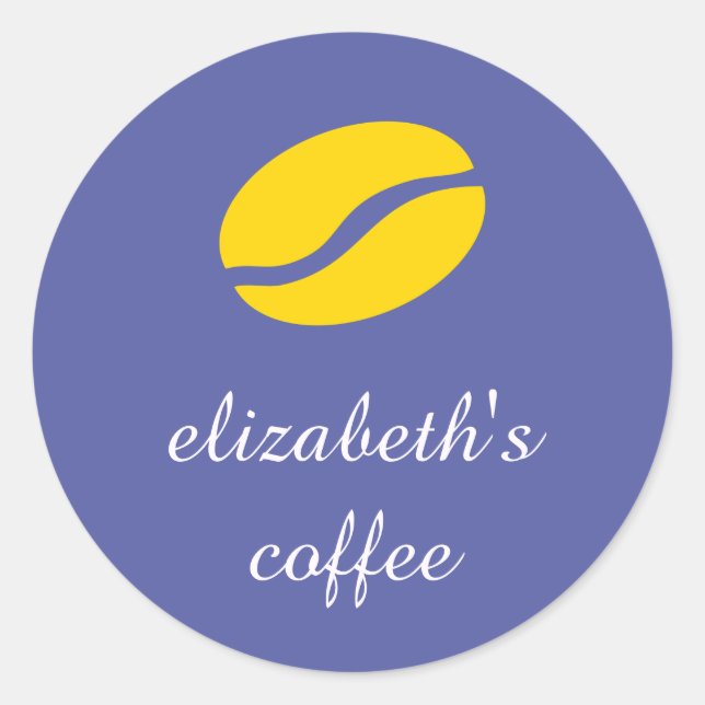 Personalized coffee bean classic round sticker (Front)