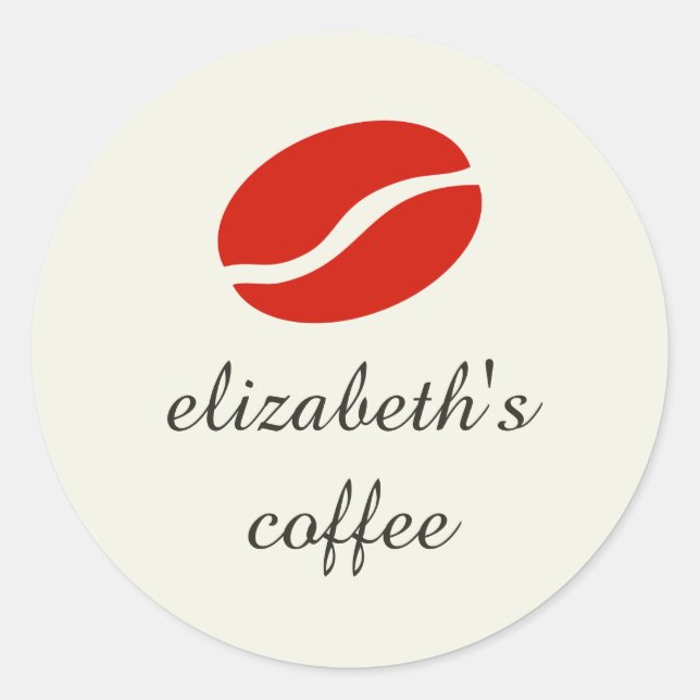 Personalized coffee bean classic round sticker (Front)
