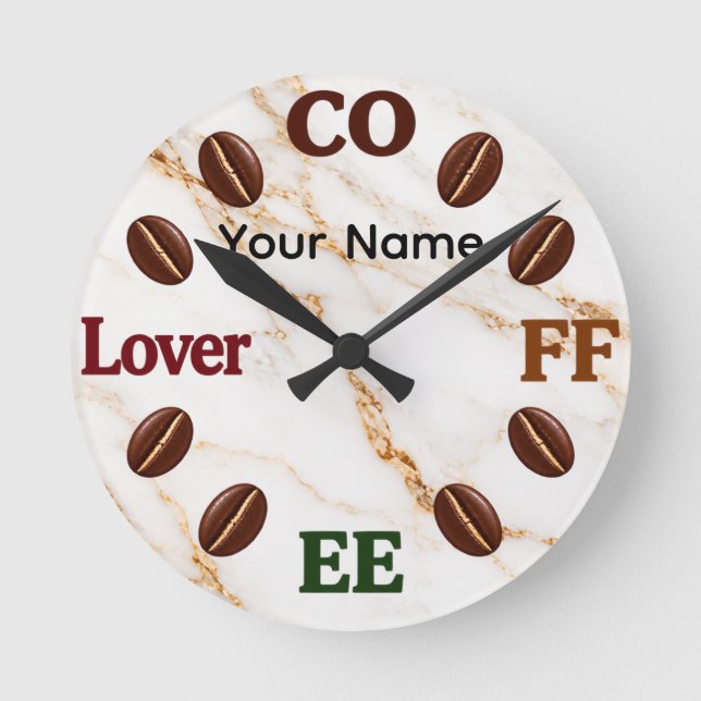 Personalized Coffee Bean Wall Clock Gift (Front)