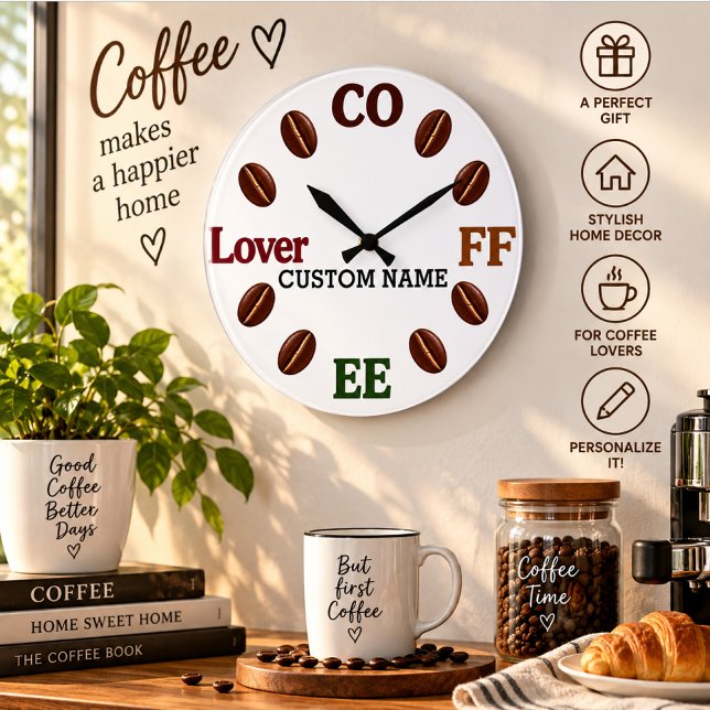 Personalized Coffee Bean Wall Clock Gift  (Creator Uploaded)