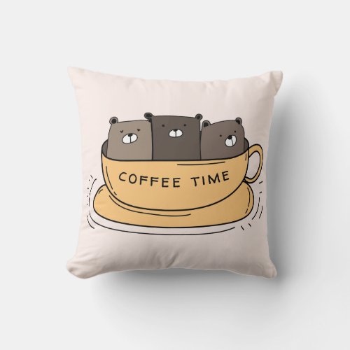 Personalized Coffee Bears Throw Pillow