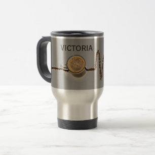 Personalized Coffee Caffeine Heartbeat Travel Mug