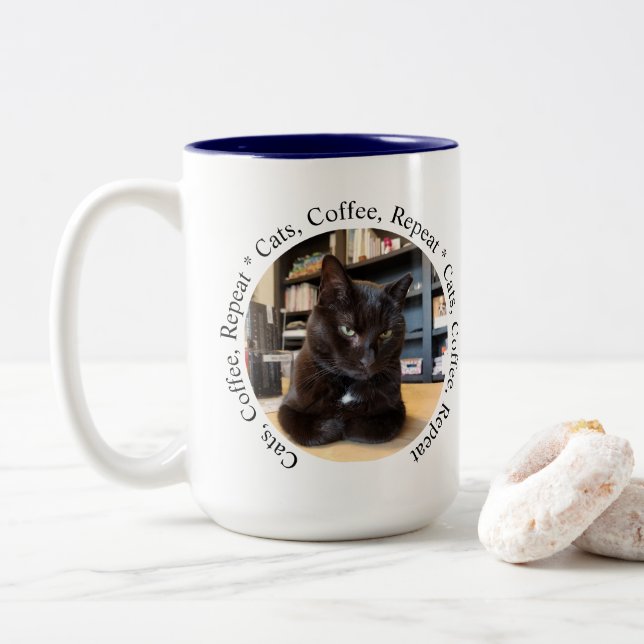 Personalized Coffee Cat Mug (With Donut)