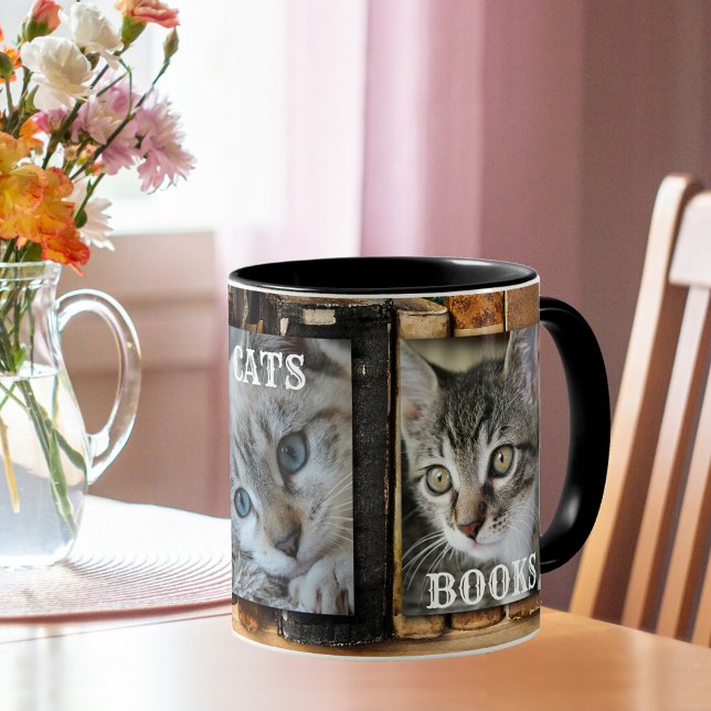 Personalized Coffee Cats Books Photo Mug (Creator Uploaded)