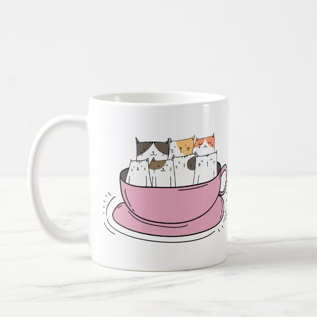 Personalized Coffee Cats Coffee Mug (Left)
