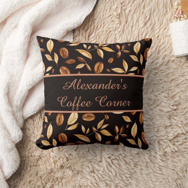 Personalized Coffee Corner Coffee Lover Throw Pillow (Blanket)