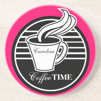 Personalized Coffee Cup Drink Coaster by SocialiteDesigns at Zazzle