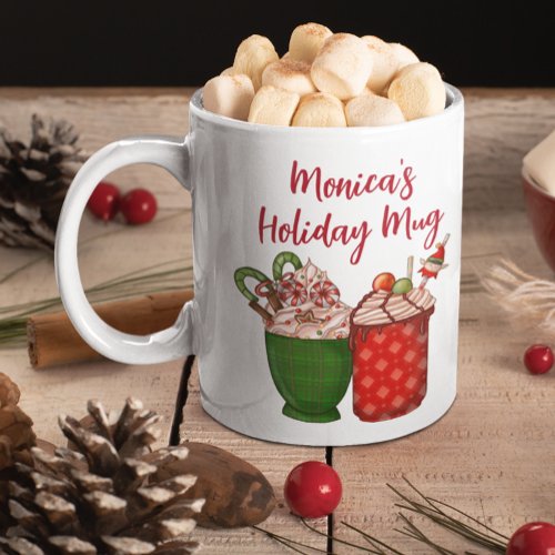 Personalized Coffee Espresso Watercolor Christmas Coffee Mug