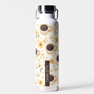 Personalized Coffee & Floral Water Bottle