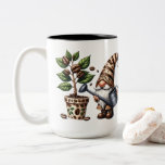 Personalized Coffee Gnome Watering Plant Gift Two-Tone Coffee Mug