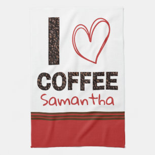 Personalized Coffee Lover Custom Name Design Kitchen Towel