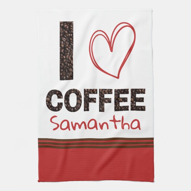 Personalized Coffee Lover Custom Name Design Kitchen Towel (Vertical)