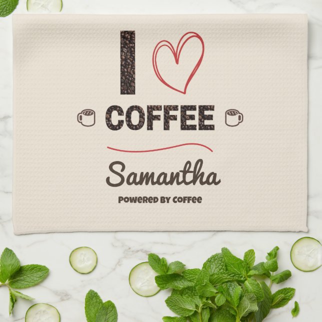 Personalized Coffee Lover Kitchen Decor Towel (Folded)